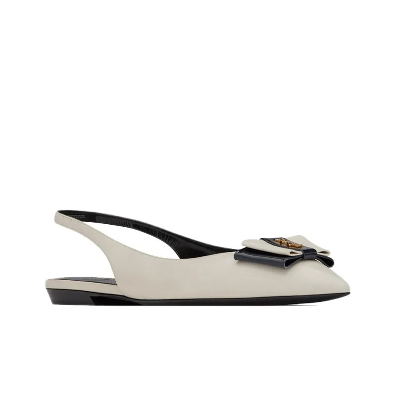 SAINT LAURENT Pointed-toe Slingback Ballerina Shoes-2