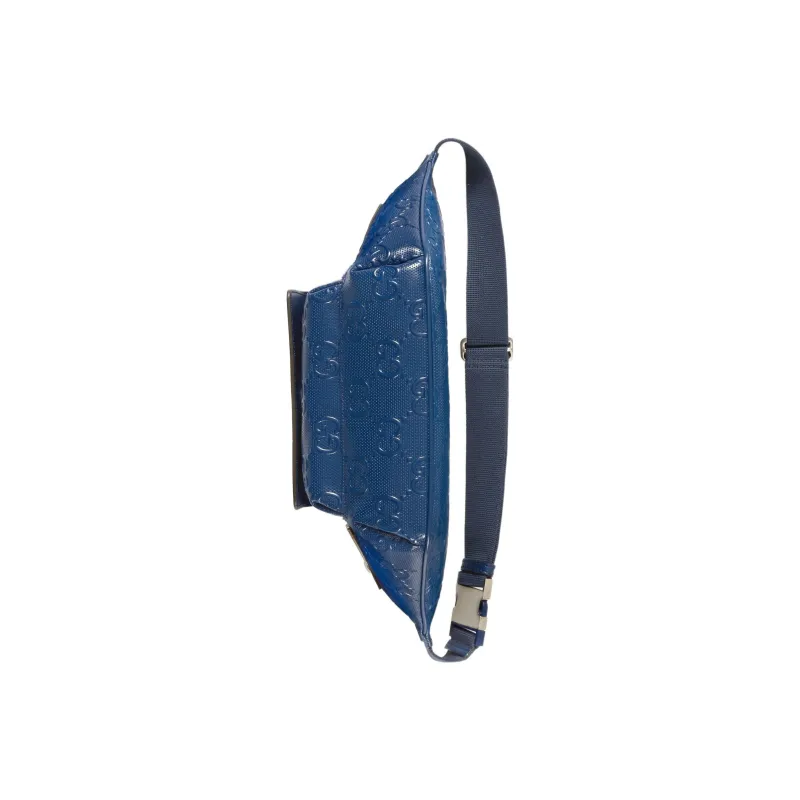 GUCCI Leather Sling Bag, Fanny Pack Regular Men's Blue-3