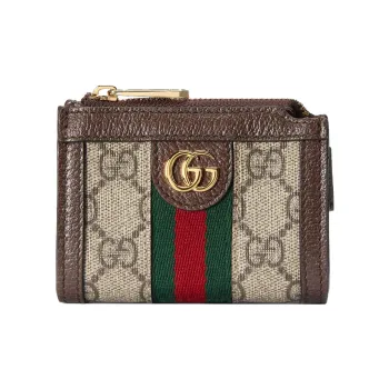 GUCCI Ophidia Canvas With Leather Trim Coin Purse Regular Women's Ebony/Brown