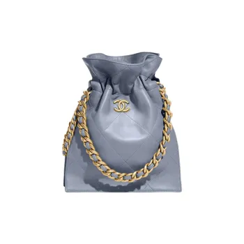 CHANEL Polished Lambskin Bucket Bag, Handbag, Shoulder Bag, Crossbody Bag Trumpets Women's Gray