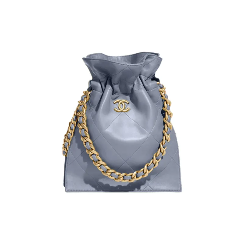 CHANEL Polished Lambskin Bucket Bag, Handbag, Shoulder Bag, Crossbody Bag Trumpets Women's Gray-0