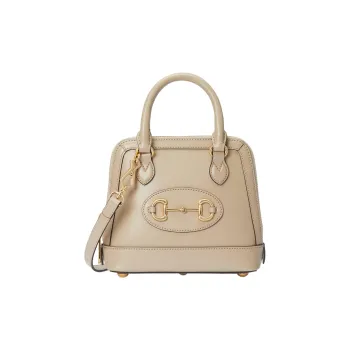 GUCCI Horsebit 1955 Leather Shoulder Bag Crossbody Bag Handbag Mini Women's Beige