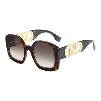 FENDI Plate Frame Square Sunglasses Women's Brown