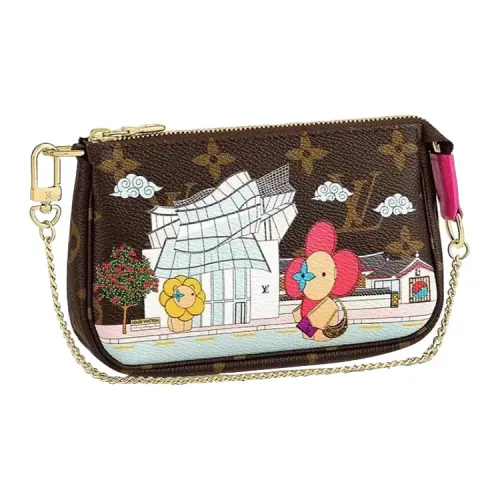LOUIS VUITTON POCHETTE ACCESSOIRES Canvas Chain Bag Crossbody Bag Shoulder Bag Mini Women's Brown