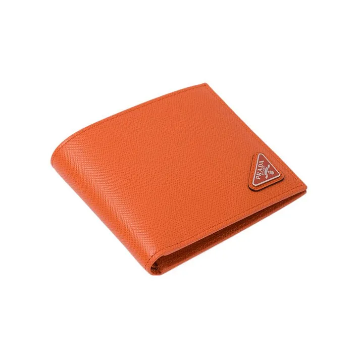 PRADA Saffiano Leather Wallet Men's Orange-2