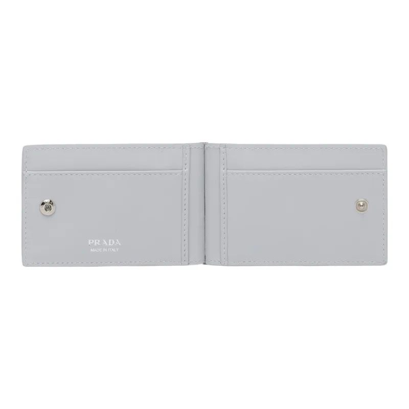 PRADA Brushed Leather Card Holder Women's Silver-2