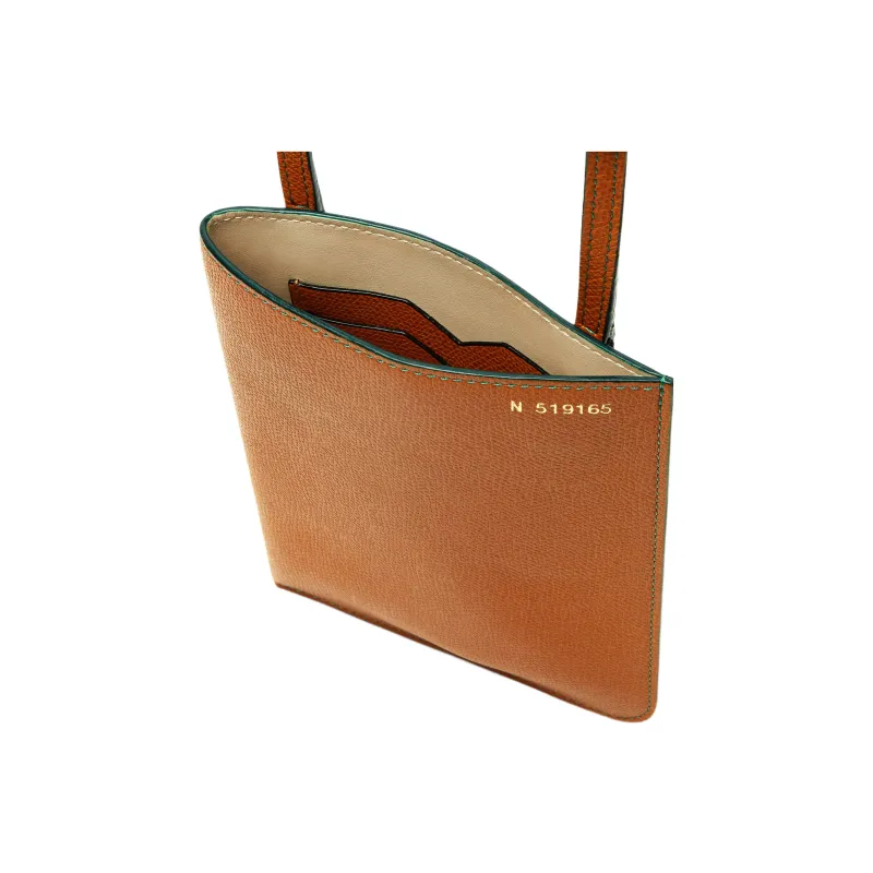 Valextra Calfskin Shoulder Bag Crossbody Bag Card Holder Women's Brown-2