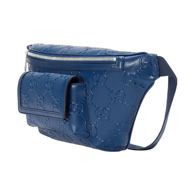 GUCCI Leather Sling Bag, Fanny Pack Regular Men's Blue-1