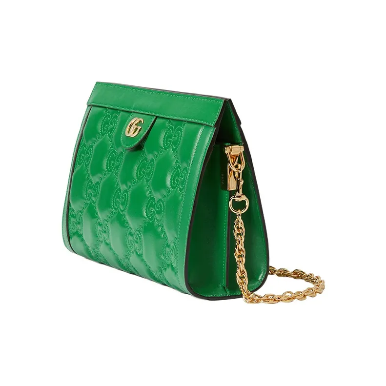 GUCCI GG Matelassé Leather Chain Shoulder Bag Shoulder Bags Handbags Women's Green-2