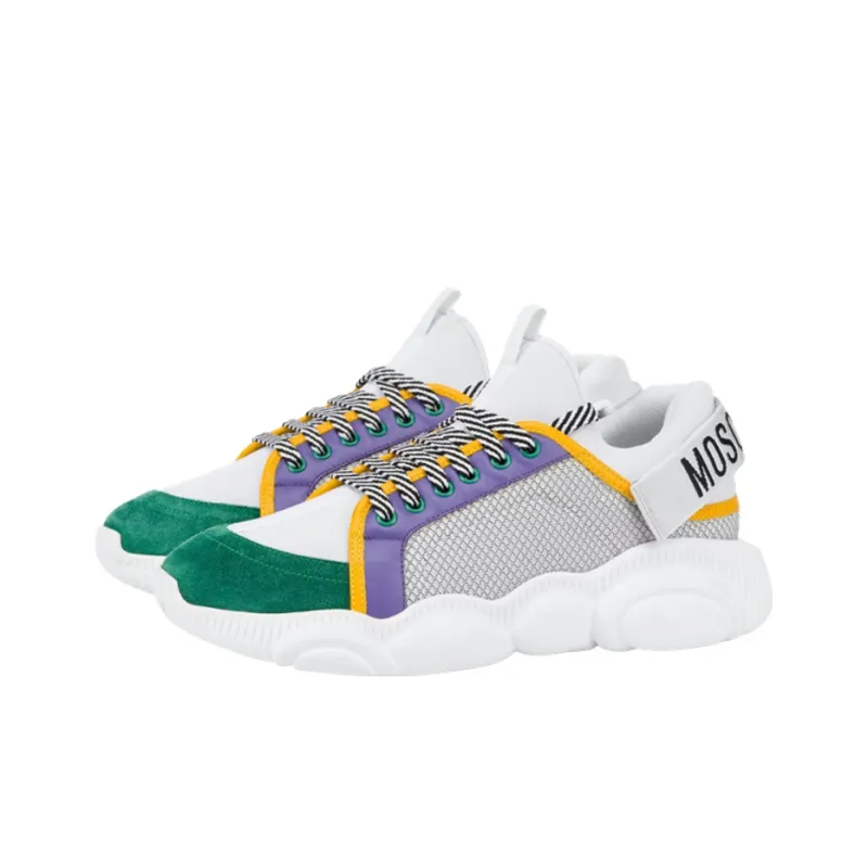 MOSCHINO Slip Resistant Low Top Sports Casual Shoes Men's White Gray Green-2