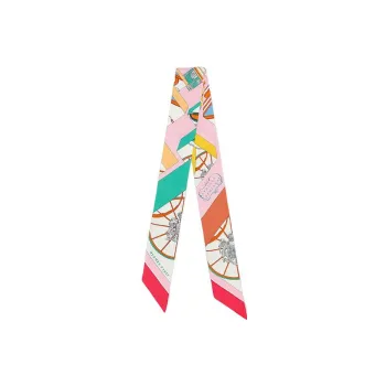 HERMES Silk Silk Scarves Women's Marine Blue/Cream/Petroleum Blue