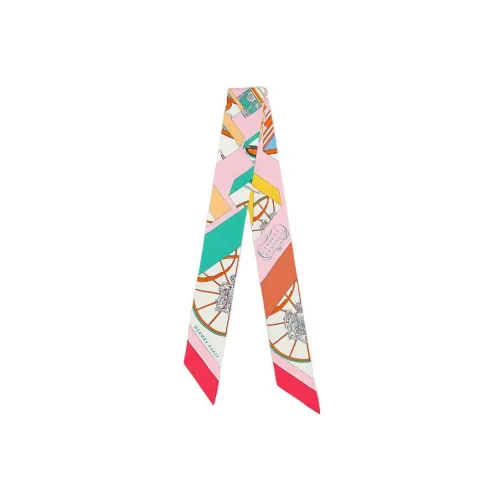 HERMES Silk Silk Scarves Women's Marine Blue/Cream/Petroleum Blue
