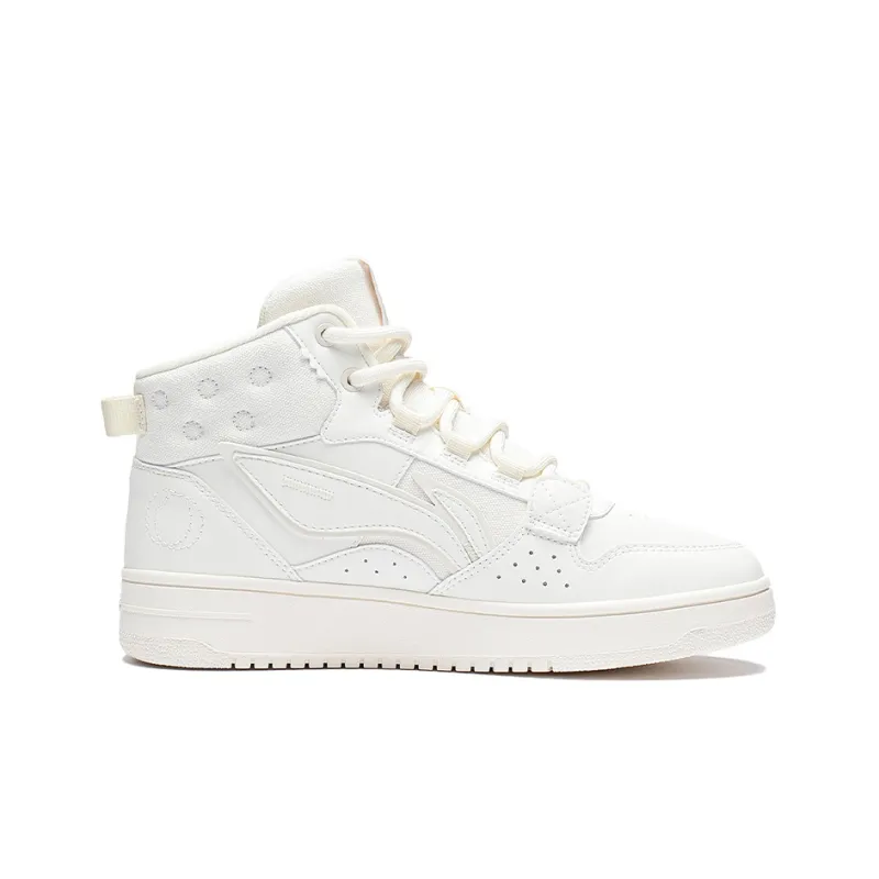 LiNing Yamahara Slip Resistant Cushioning Wear Resistant High Top Skateboard Shoes Women's Ecru-1