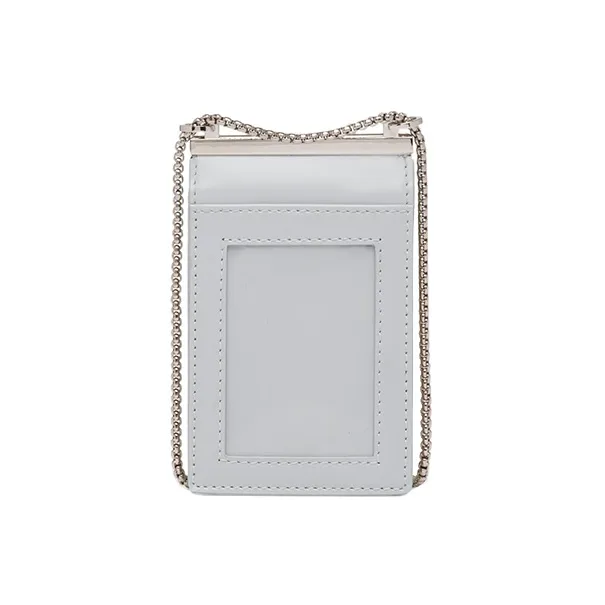 PRADA Brushed Leather Card Holder Women's Silver-1