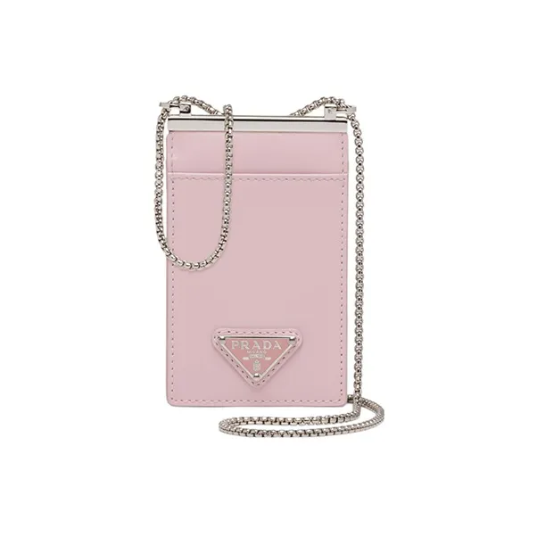 PRADA Brushed Leather Card Holder Women's Pink-0