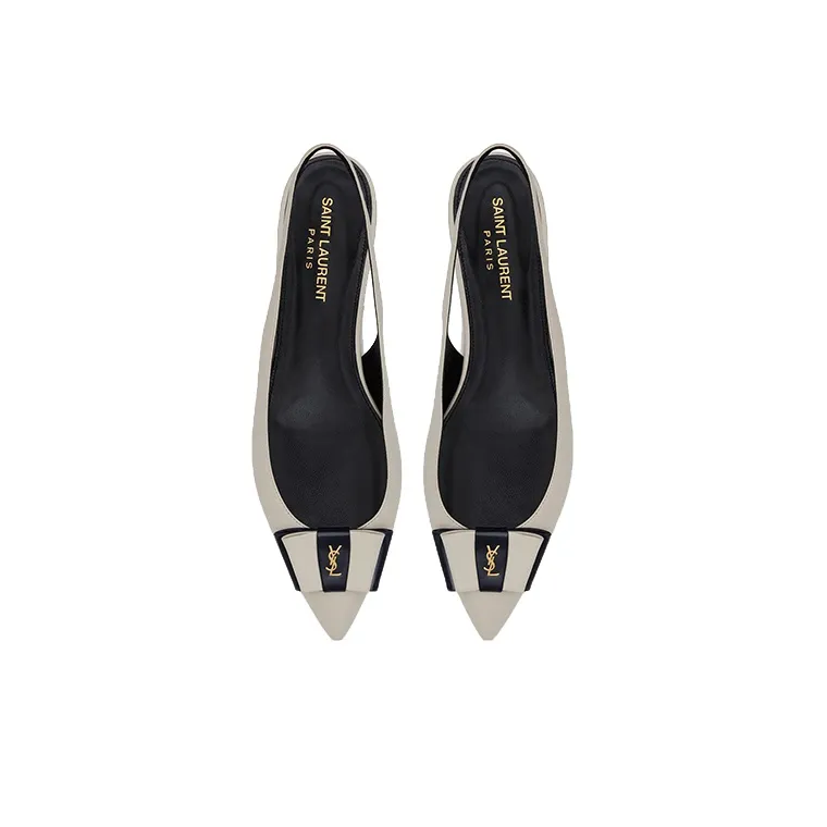 SAINT LAURENT Pointed-toe Slingback Ballerina Shoes-3