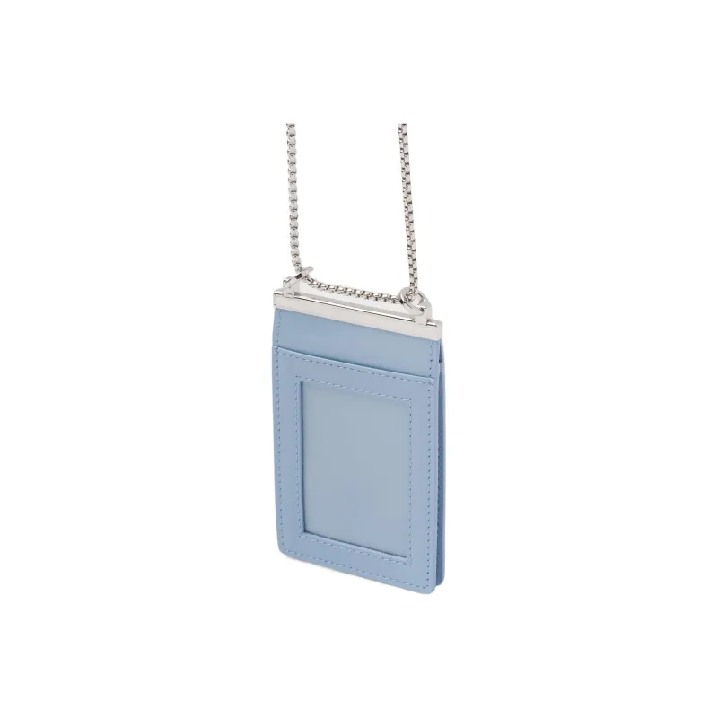 PRADA Brushed Leather Card Holder Women's Light Blue-1