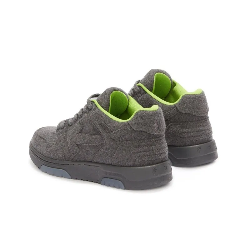 OFF WHITE Out Of Office 'OOO' Low Tops Grey Green Wool-2