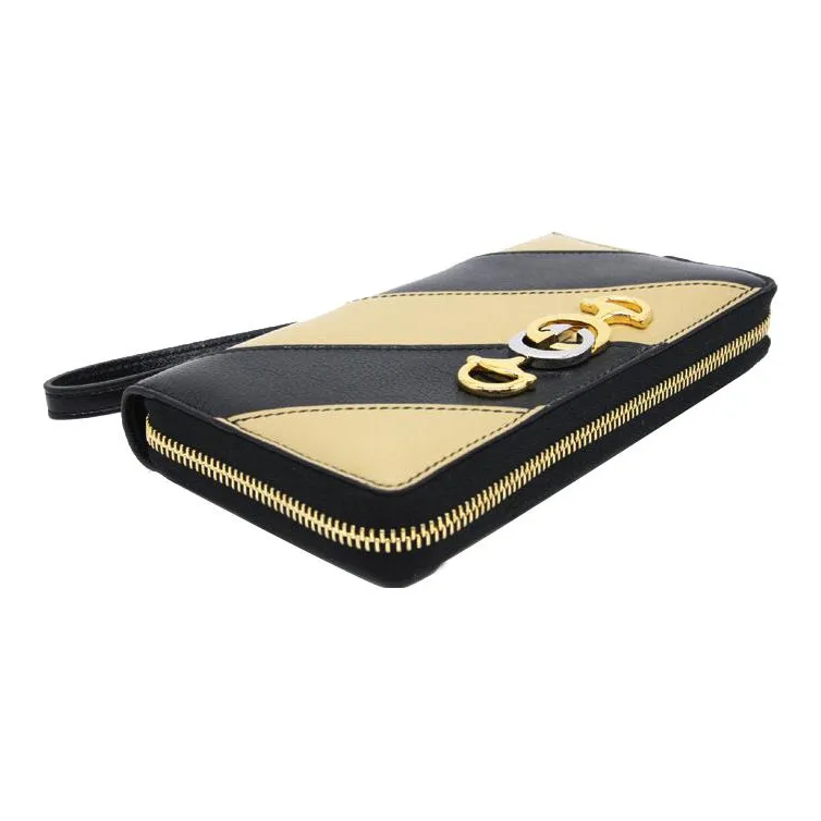 GUCCI Zumi Cow Leather Long Wallets Women's Black/Beige-3