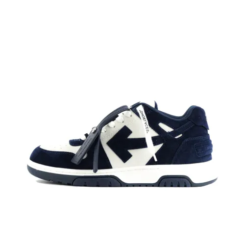 OFF-WHITE Out Of Office OOO Low Tops White Navy Blue Suede