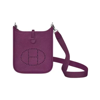 HERMES Evelyne Clemence Leather Shoulder Bag Crossbody Bag Mini Women's Sea Cucumber Purple