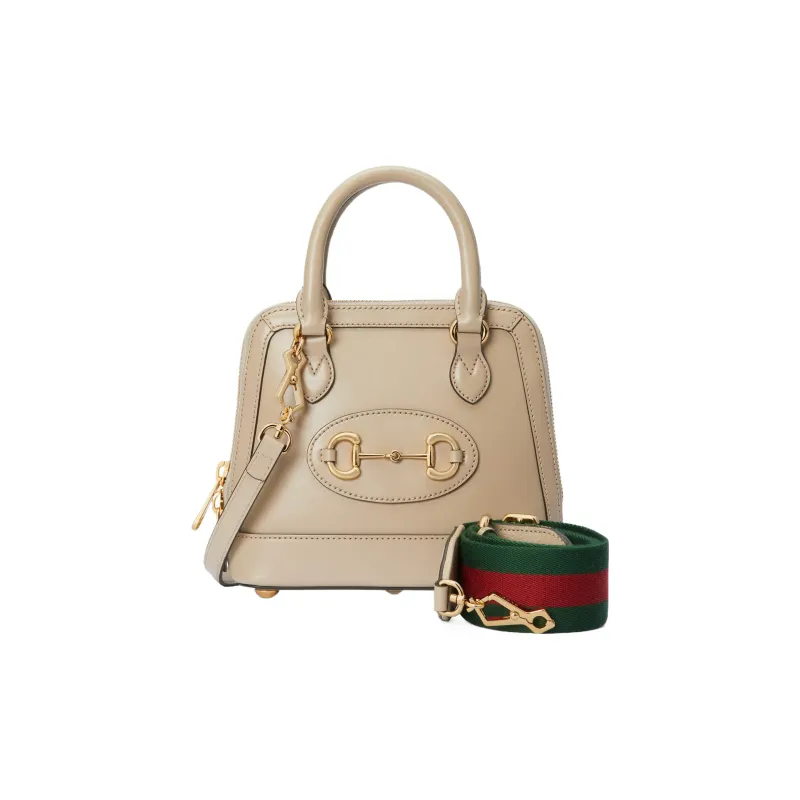 GUCCI Horsebit 1955 Leather Shoulder Bag Crossbody Bag Handbag Mini Women's Beige-2