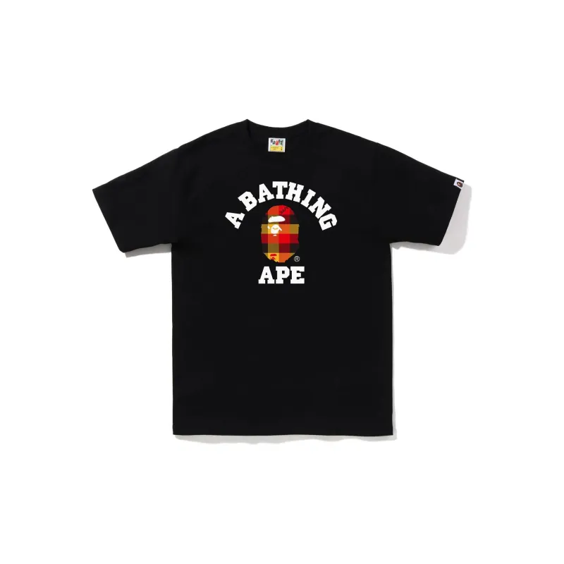 A BATHING APE Block Check College Tee FW22-0