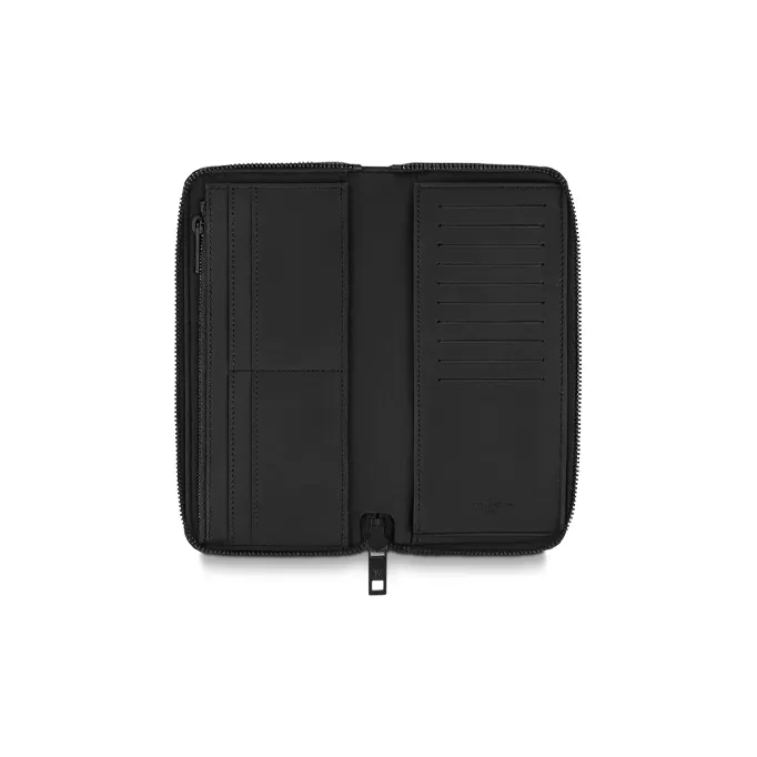 LOUIS VUITTON Zippy Aerogram Cow Leather Wallet Regular Men's Black-3