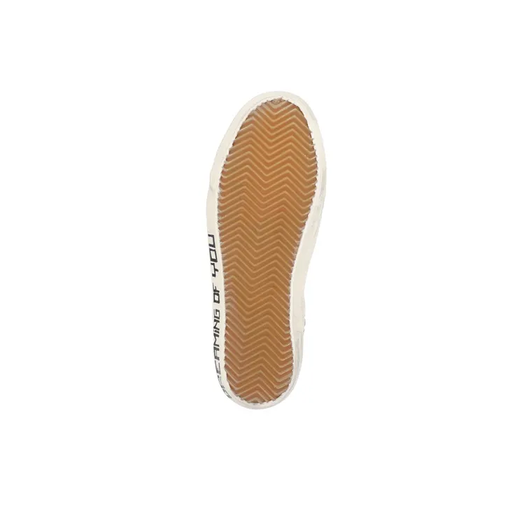 Golden Goose Slide High Top Stylish Skateboarding Shoes Women's White Gray Vintage Version-4