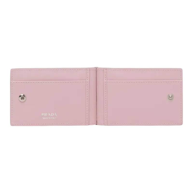 PRADA Brushed Leather Card Holder Women's Pink-2