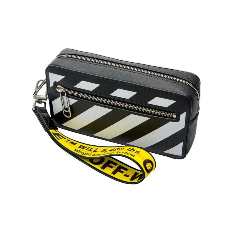 OFF WHITE Leather Clutch Regular Men's Black-1