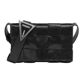 Bottega Veneta Cassette Intreccio Crossbody Bag Small Black