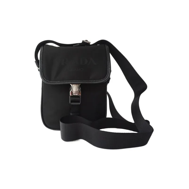 PRADA Nylon Leather Patchwork Messenger Bag Crossbody Bag Shoulder Bag Men's Black-1