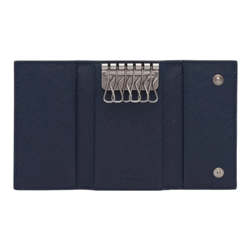 PRADA Saffiano Leather Key Pouch Men's Blue-2
