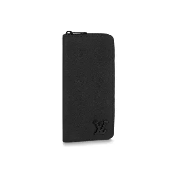 LOUIS VUITTON Zippy Aerogram Cow Leather Wallet Regular Men's Black