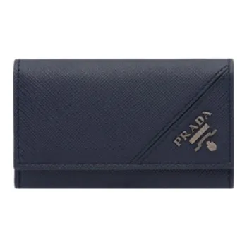 PRADA Saffiano Leather Key Pouch Men's Blue