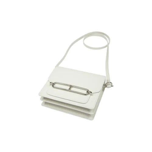 HERMES Roulis Evercolor Leather Pig Nose Wallet Handheld Shoulder Bag Crossbody Bag Mini Women's 01 Blanc Pure White