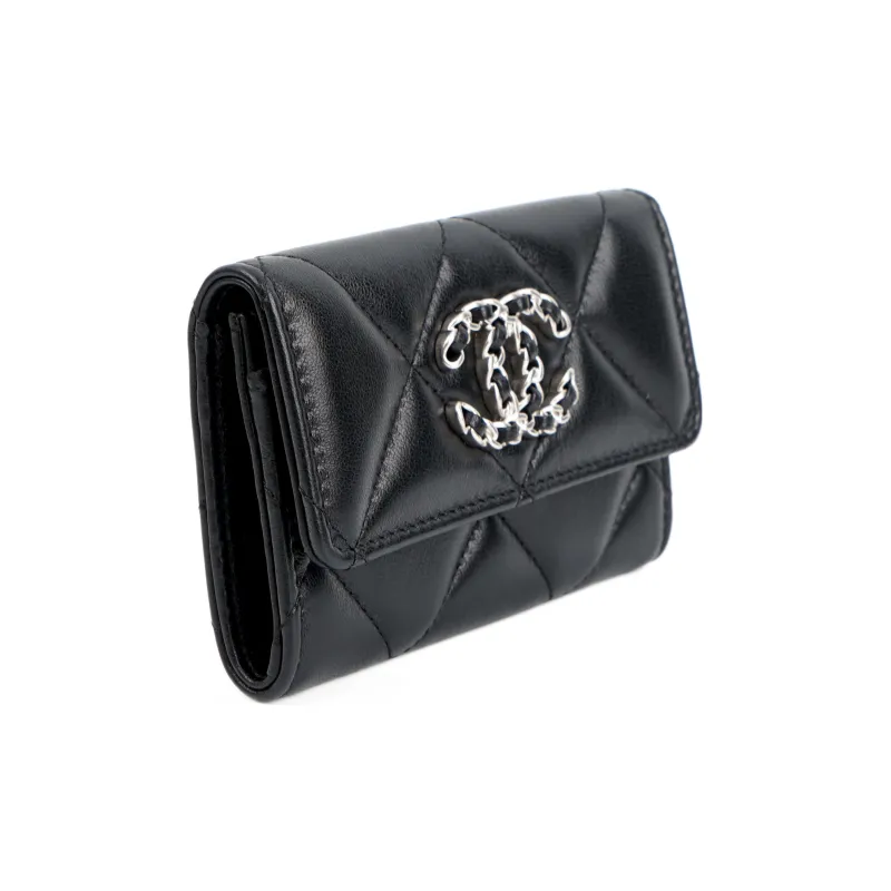CHANEL 19Bag Sheepskin Coin Purse Wallets Card Holders Women's Black-1