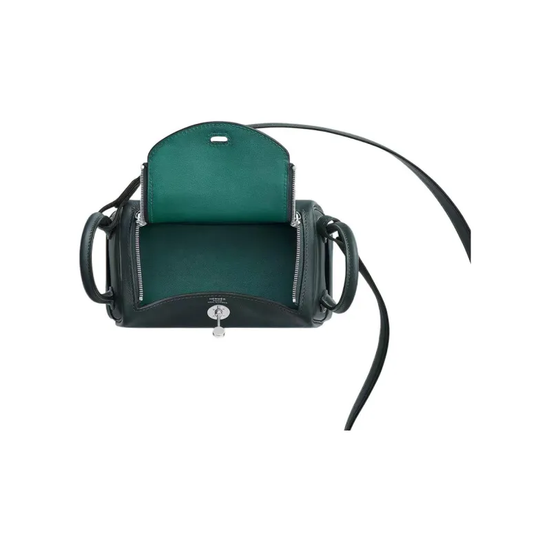 HERMES Lindy Swift Leather Handbag Shoulder Bag Crossbody Bag Mini Women's Louboutin Green/Peacock Green-2