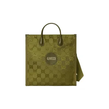 GUCCI Off The Grid Leather Detail Tote Bag Shopping Bag Handbag Medium Size Men's Green