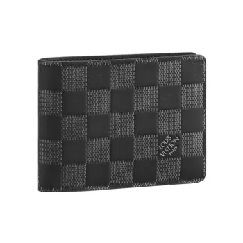 LOUIS VUITTON Multiple Cow Leather Wallet Regular Men's Black