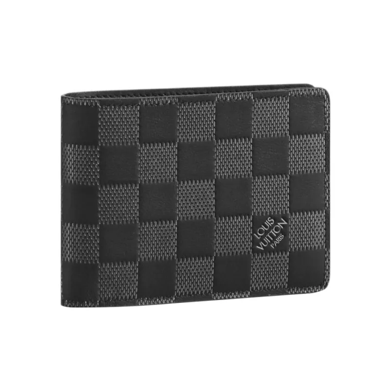 LOUIS VUITTON Multiple Cow Leather Wallet Regular Men's Black-0