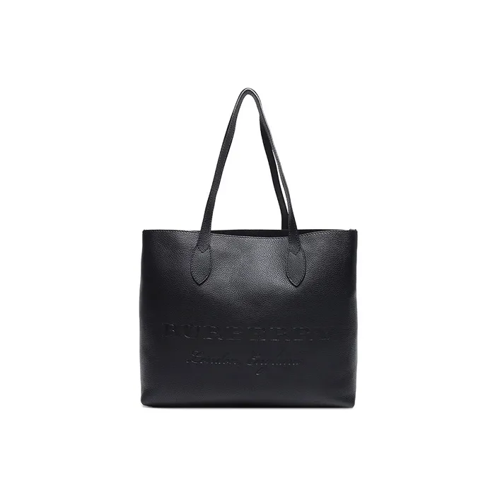 Burberry Leather Tote Bag Shopping Bag Shoulder Bag Handbag Women's Black-0