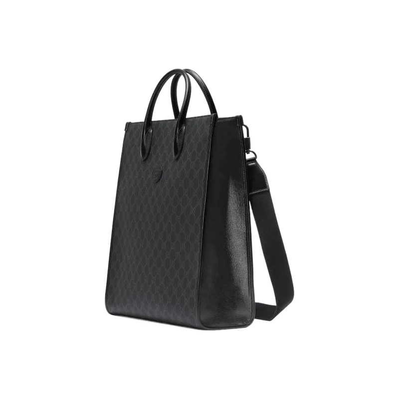 GUCCI GG Retro Series Leather Tote Bag Shopping Bag Shoulder Bag Crossbody Bag Handbag Medium Size Men's Black-1