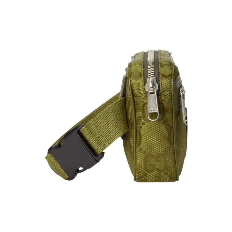 GUCCI Off The Grid Leather Sling Bag Fanny Pack Men's Green-3