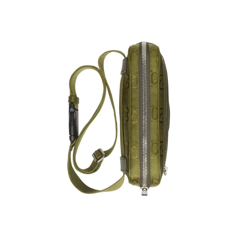 GUCCI Off The Grid Leather Sling Bag Fanny Pack Men's Green-5