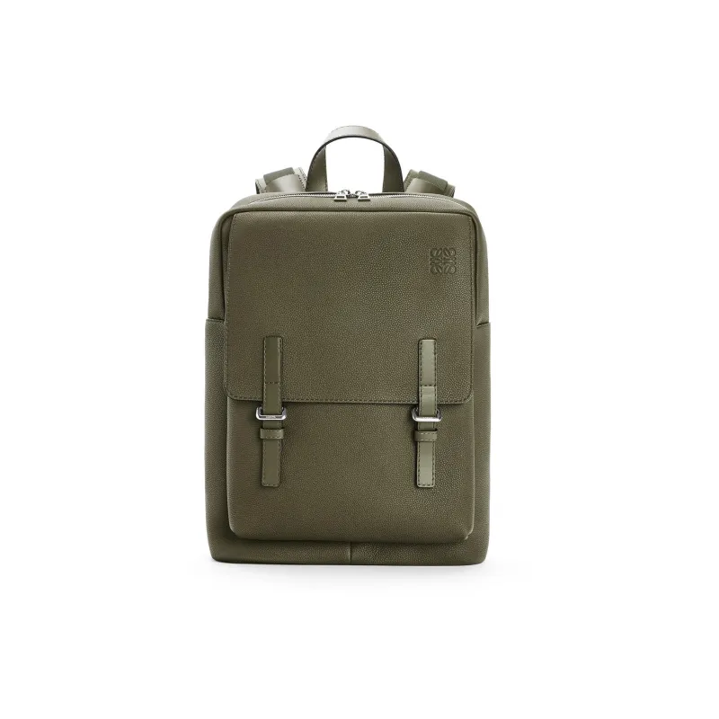 LOEWE Military Calfskin Backpack Men's Khaki Green-0