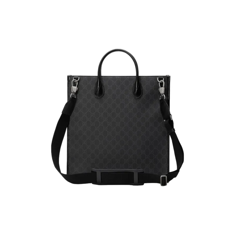GUCCI GG Retro Series Leather Tote Bag Shopping Bag Shoulder Bag Crossbody Bag Handbag Medium Size Men's Black-2