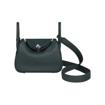 HERMES Lindy Swift Leather Handbag Shoulder Bag Crossbody Bag Mini Women's Louboutin Green/Peacock Green