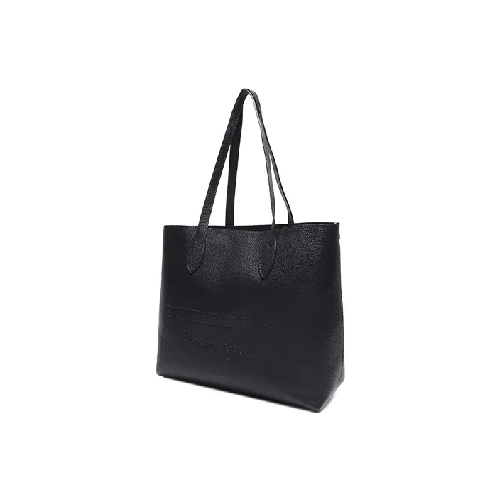 Burberry Leather Tote Bag Shopping Bag Shoulder Bag Handbag Women's Black-1